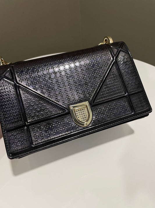 Dior Diorama Bag Midnight Glazed Calf