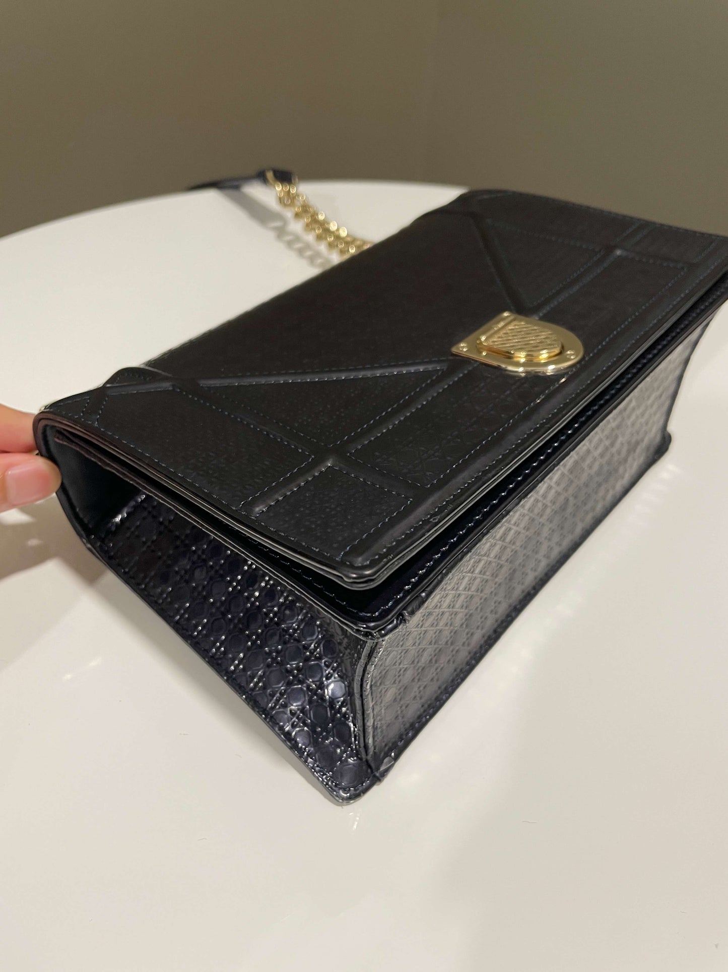 Dior Diorama Bag Midnight Glazed Calf