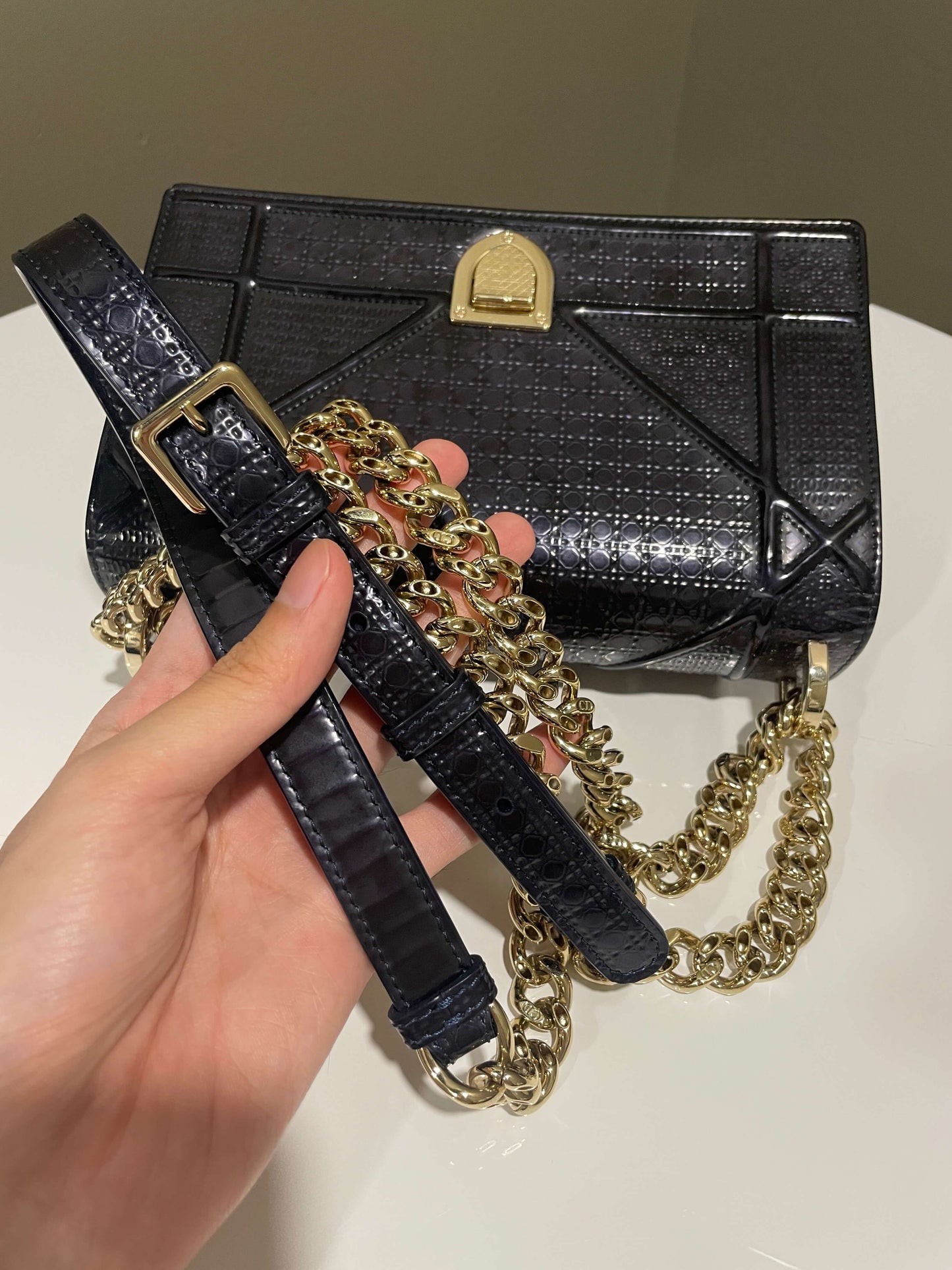 Dior Diorama Bag Midnight Glazed Calf