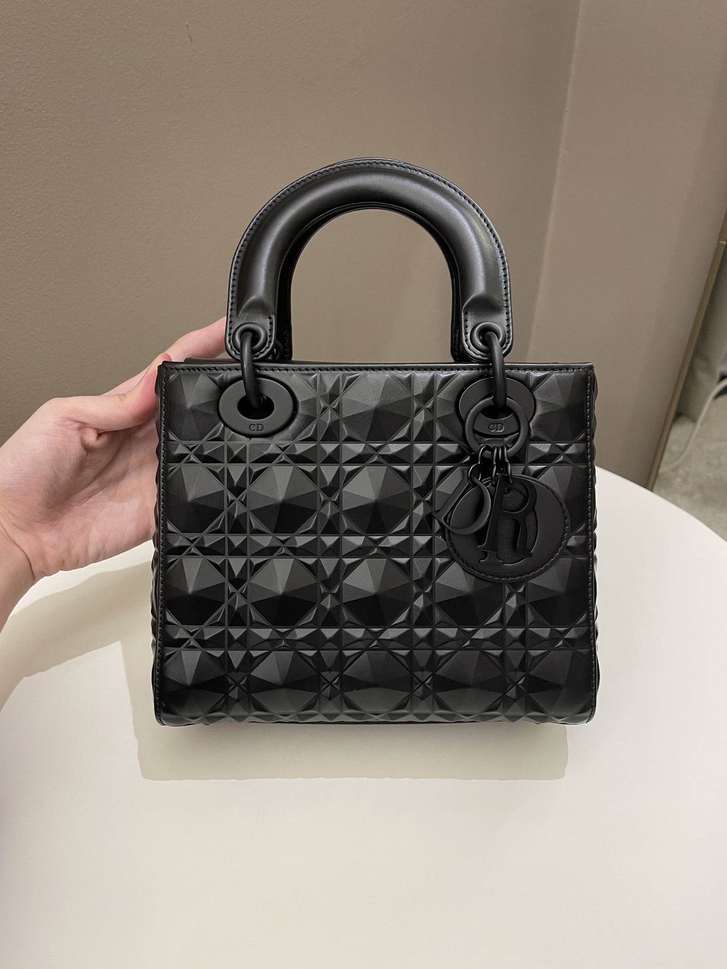 Dior My ABC Lady Dior Black Cannage Calfskin Diamond Motif