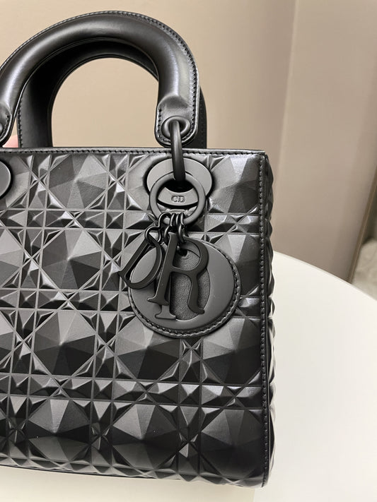 Dior My ABC Lady Dior Black Cannage Calfskin Diamond Motif