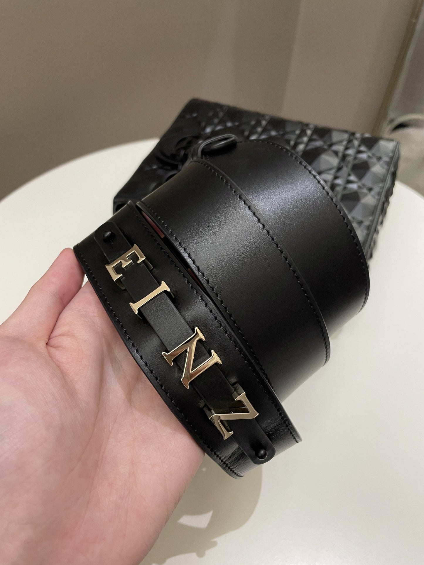 Dior My ABC Lady Dior Black Cannage Calfskin Diamond Motif