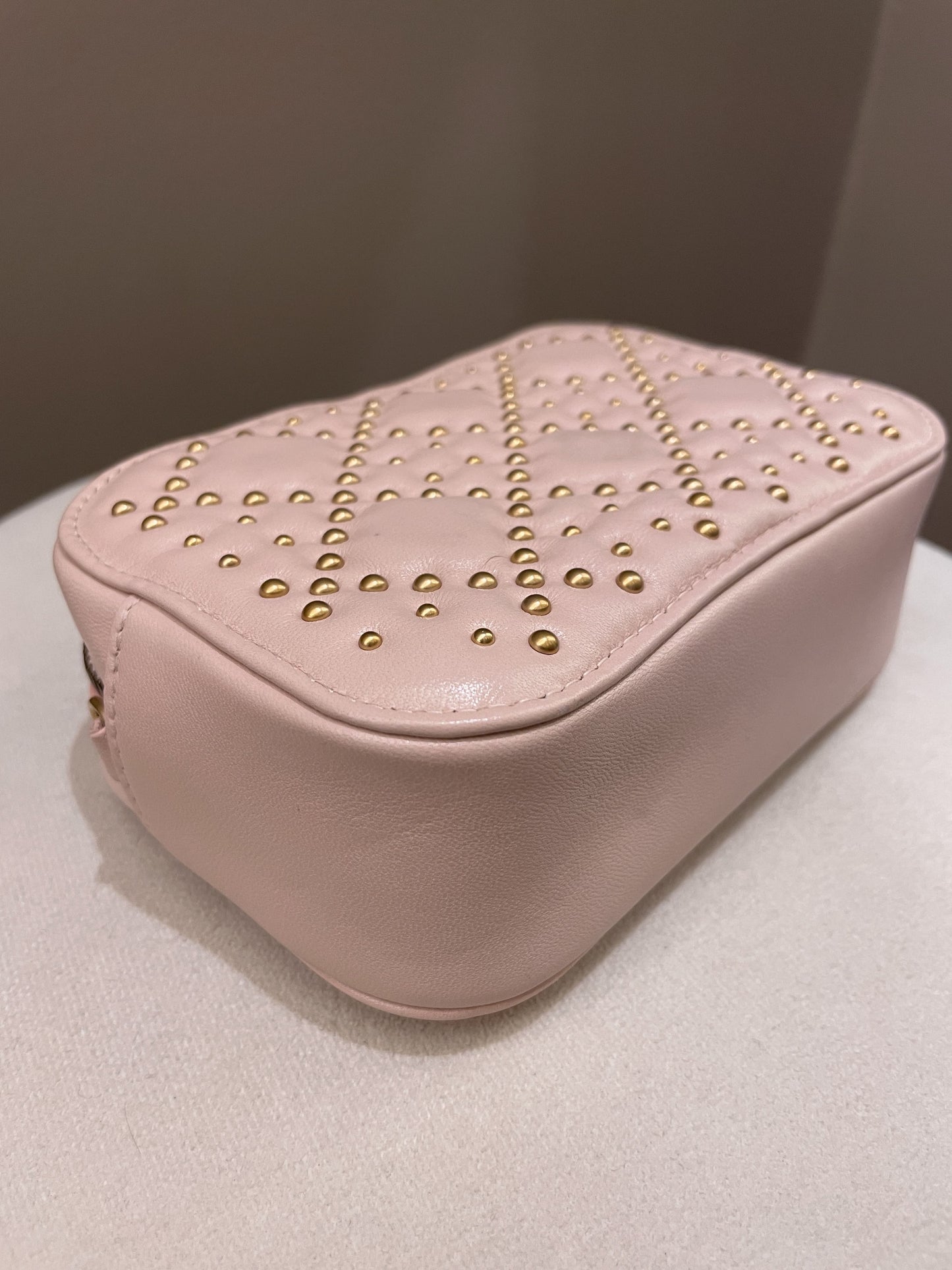 Dior Cannage Studded Lady Dior Camera Bag Powder Beige Lambskin