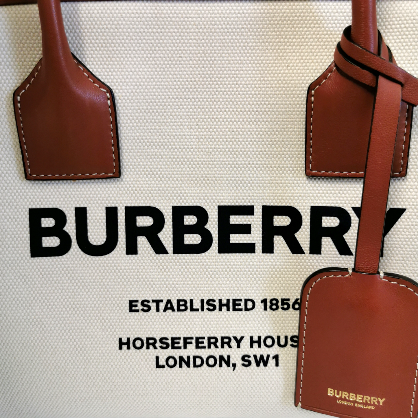 Burberry Handbag White Horseferry Printed Canvas