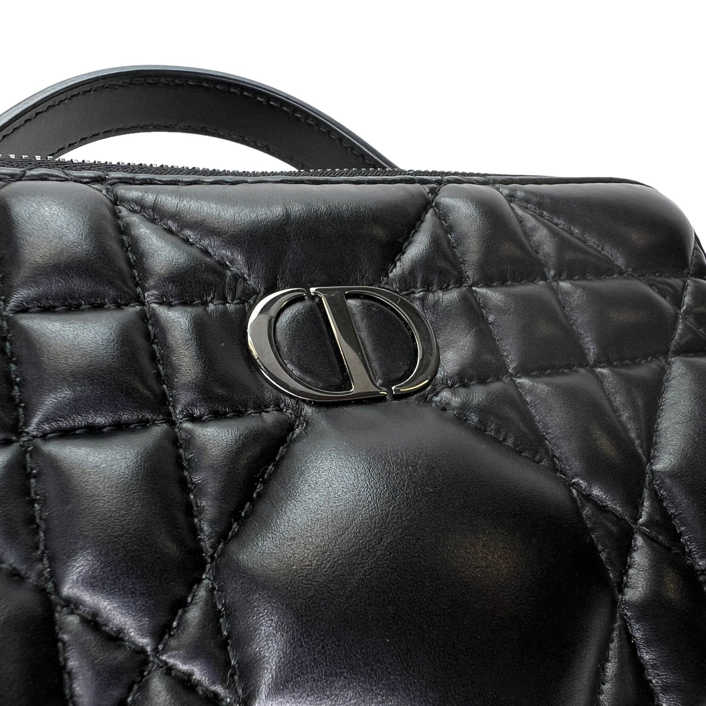 Caro Box Black Crossbody Bag in Lambskin, Silver hardware