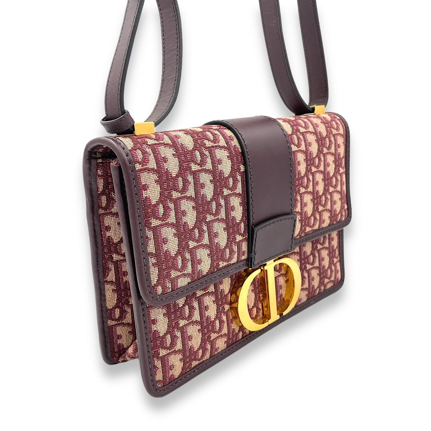 30 Montaigne Medium Red Crossbody Bag in Jacquard, Gold hardware