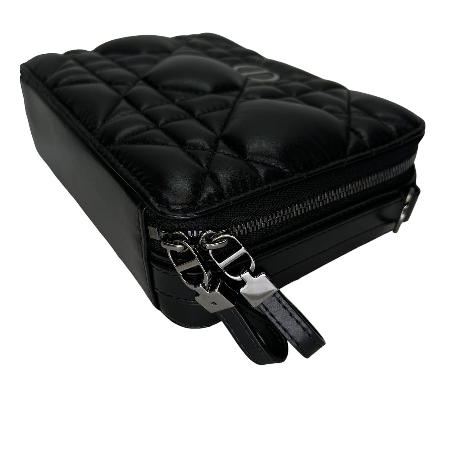 Caro Box Black Crossbody Bag in Lambskin, Silver hardware