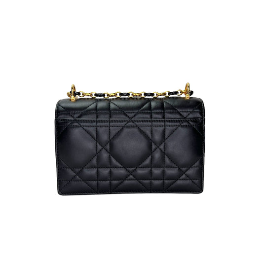 Miss Caro Black Crossbody Bag in Calfskin, Gold hardware