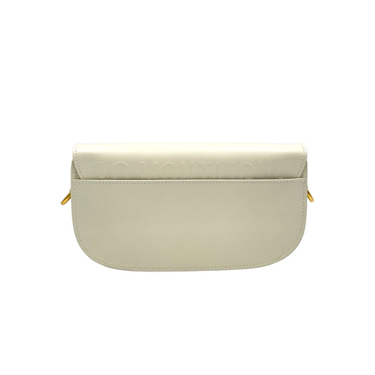 Bobby East West White Crossbody Bag in Calfskin, Gold hardware