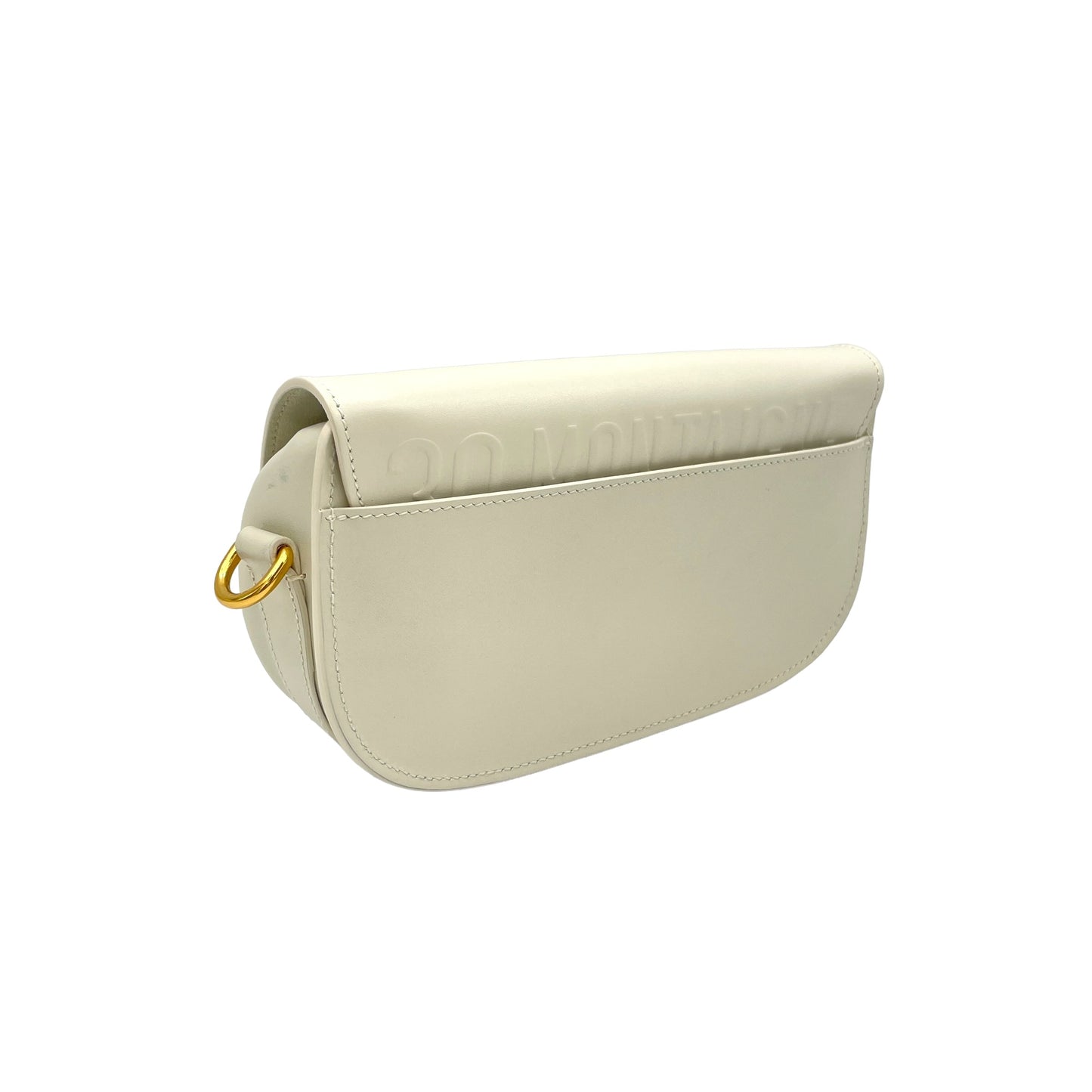 Bobby East West White Crossbody Bag in Calfskin, Gold hardware