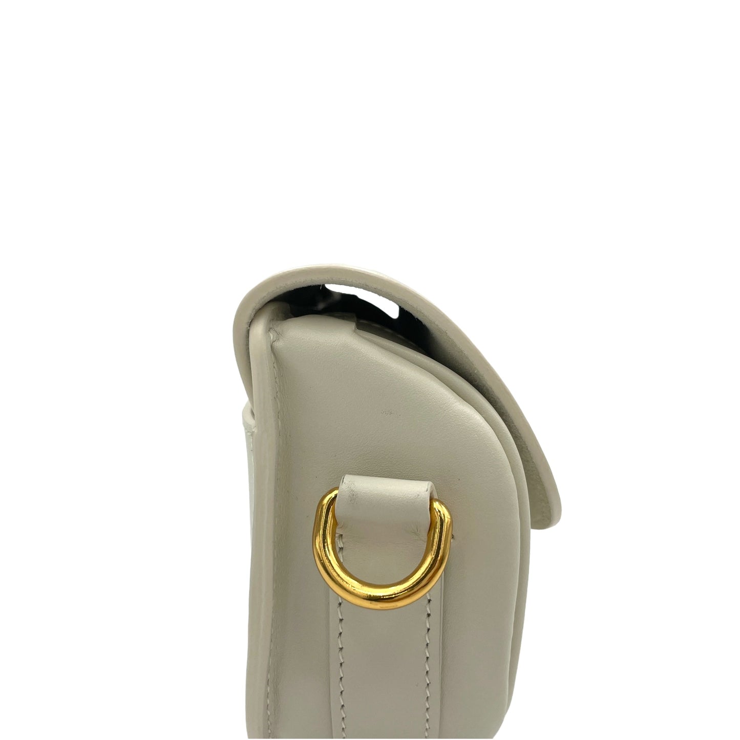 Bobby East West White Crossbody Bag in Calfskin, Gold hardware