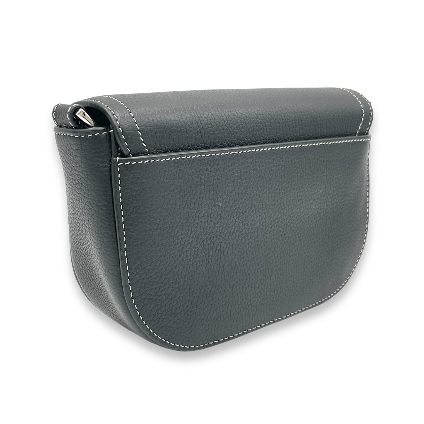 Saddle Crossbody Bag Black in Calfskin, Silver hardware