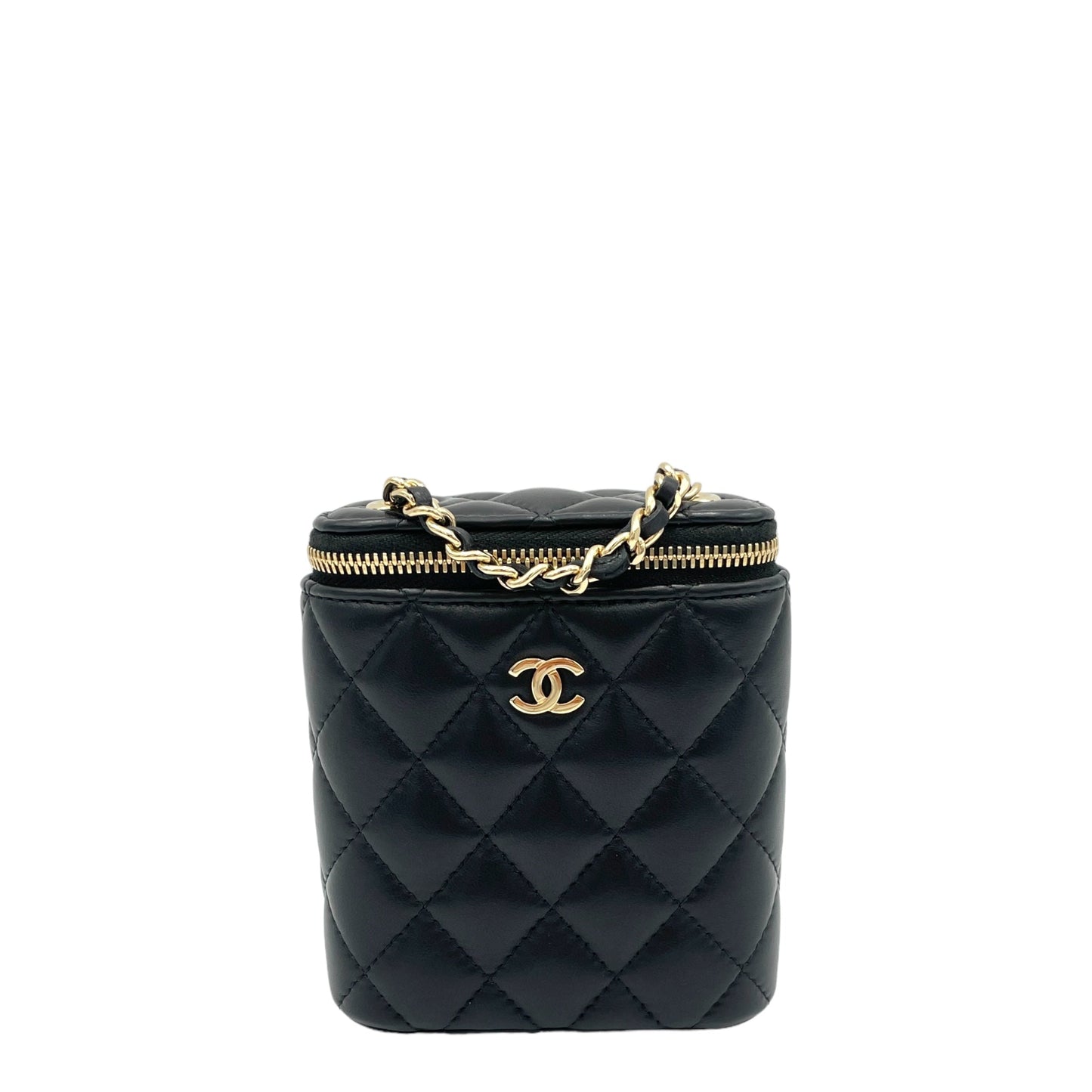 Vanity Crossbody Bag Mini Black in Lambskin , Gold Hardware