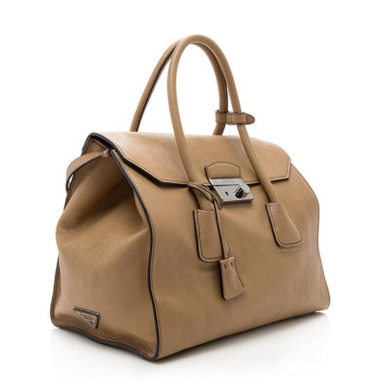 Prada Glace Calfskin Twin Large Pocket Tote