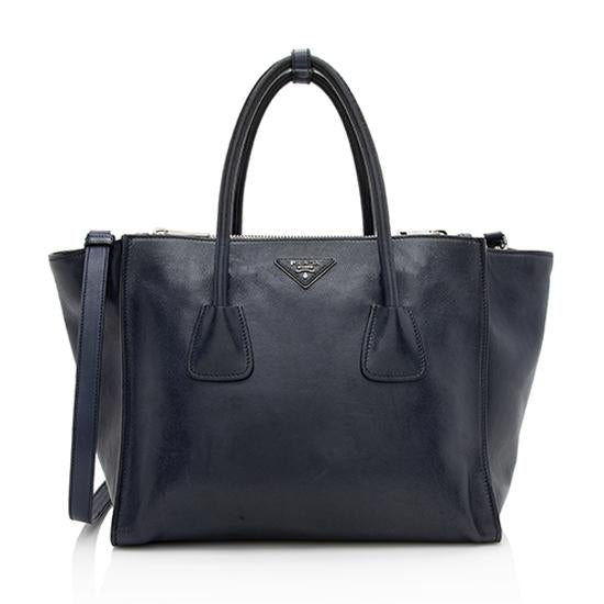 Prada Glace Calf Twin Pocket Tote (SHF-11159)