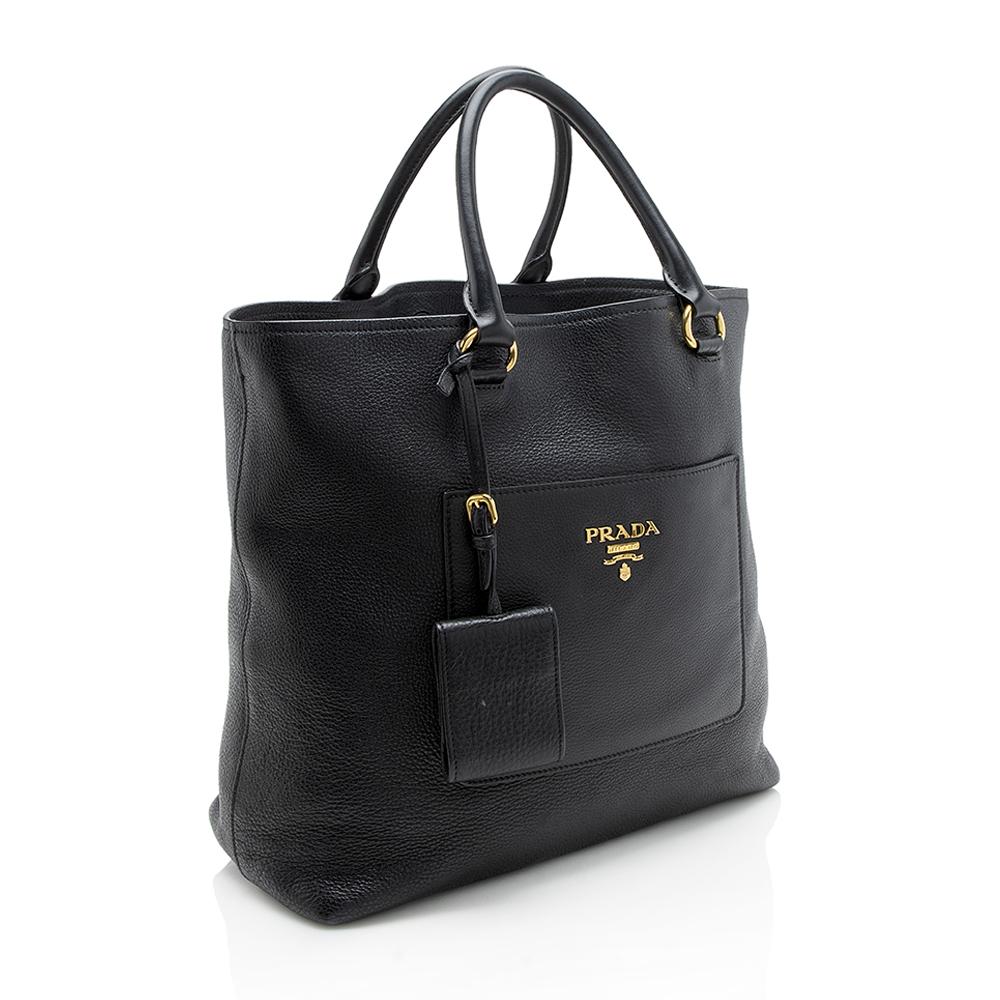 Prada Vitello Diano Leather North/South Tote (SHF-11605)