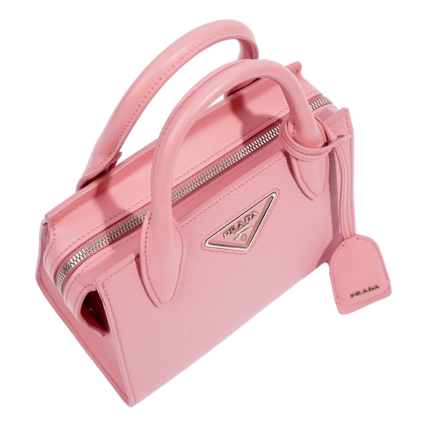 Prada Kristen Saffiano Top Handle Mini Tote Crossbody Bag Petalo Pink