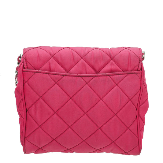 Prada Fuchsia Tessuto Impuntu Flap Chain Bag