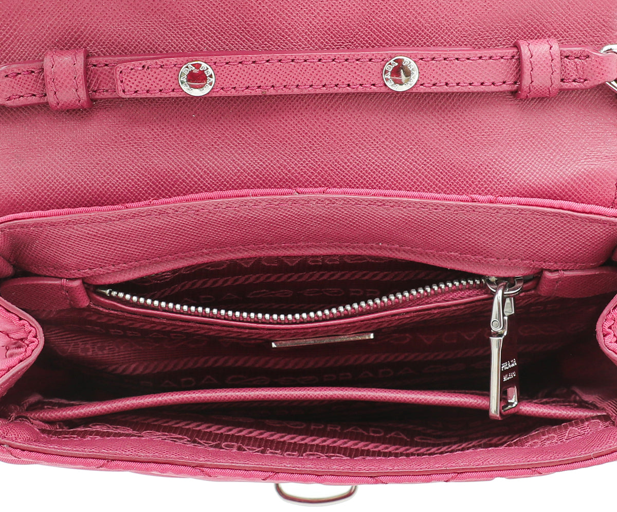 Prada Fuchsia Tessuto Impuntu Flap Chain Bag