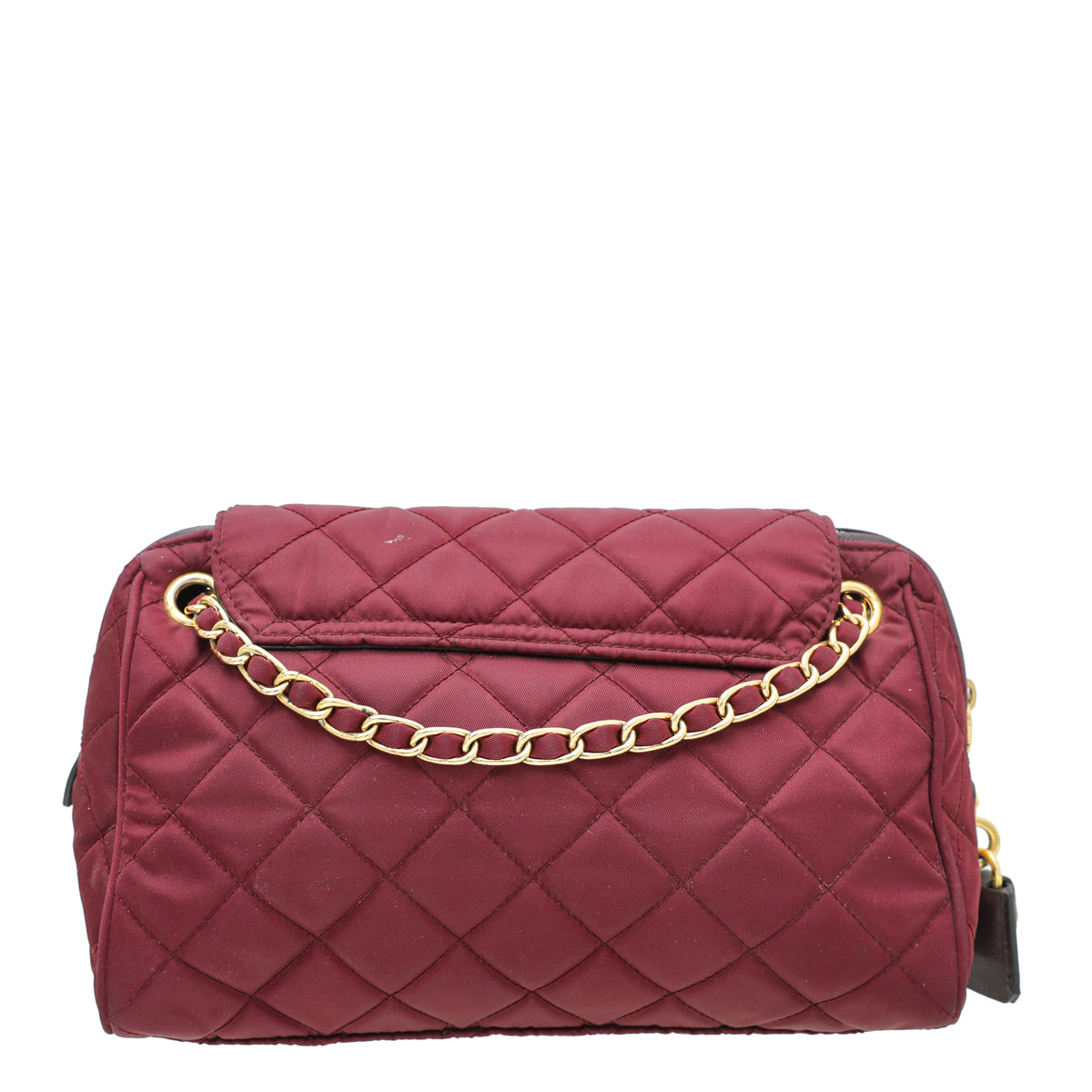 Prada Burgundy Tessuto Impuntu Bowling Flap Bag