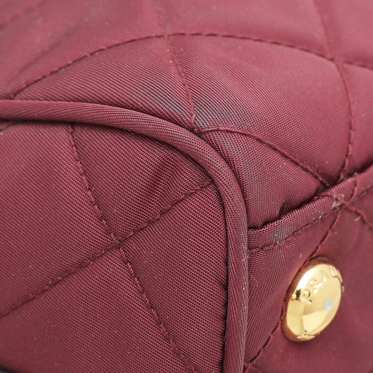 Prada Burgundy Tessuto Impuntu Bowling Flap Bag