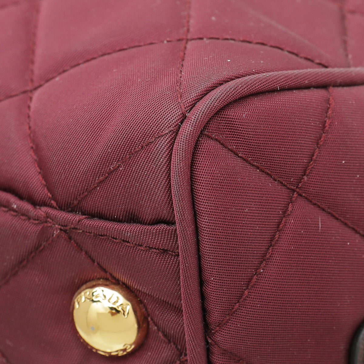 Prada Burgundy Tessuto Impuntu Bowling Flap Bag