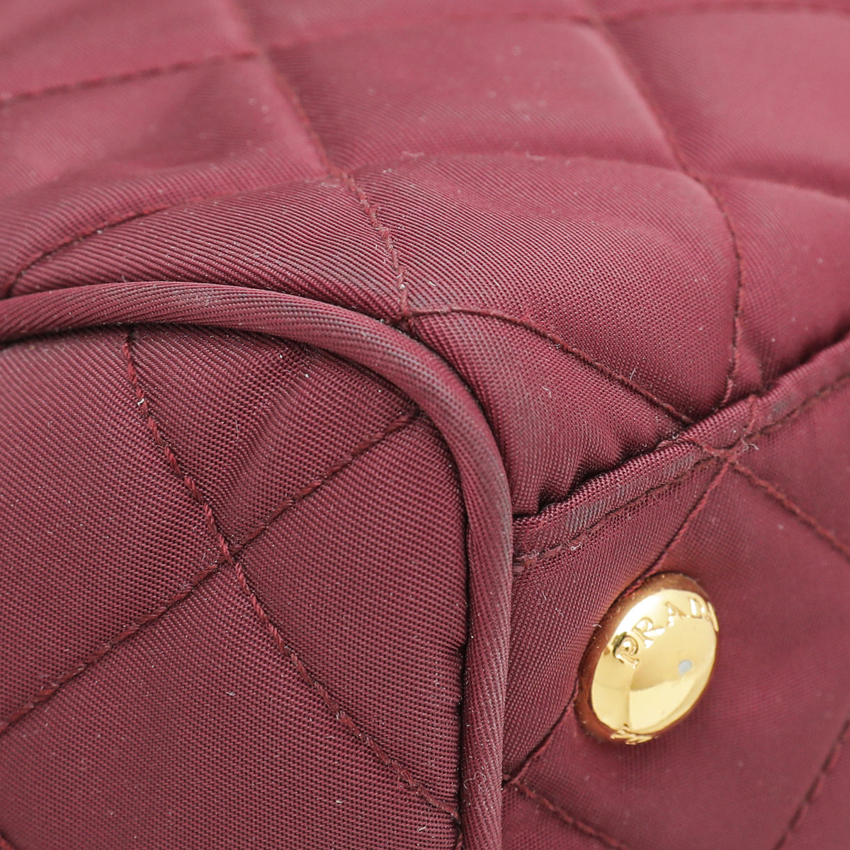 Prada Burgundy Tessuto Impuntu Bowling Flap Bag