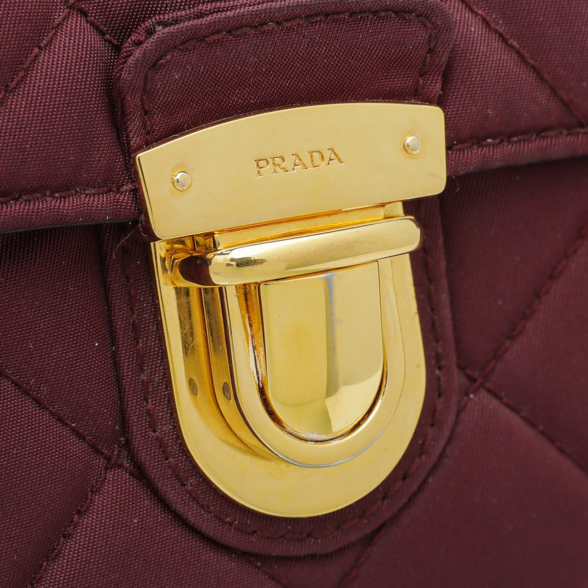 Prada Burgundy Tessuto Impuntu Bowling Flap Bag