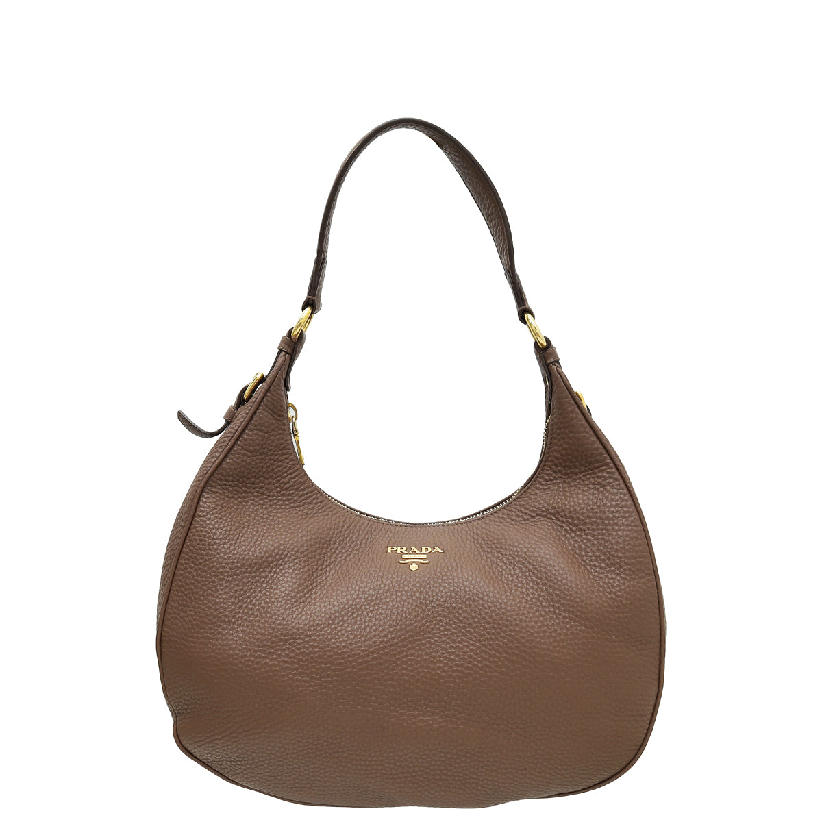 Prada Brown Vitello Daino Hobo Bag