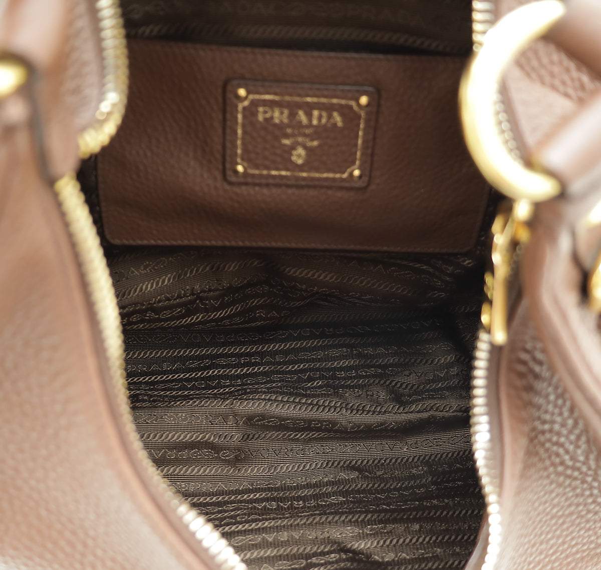 Prada Brown Vitello Daino Hobo Bag