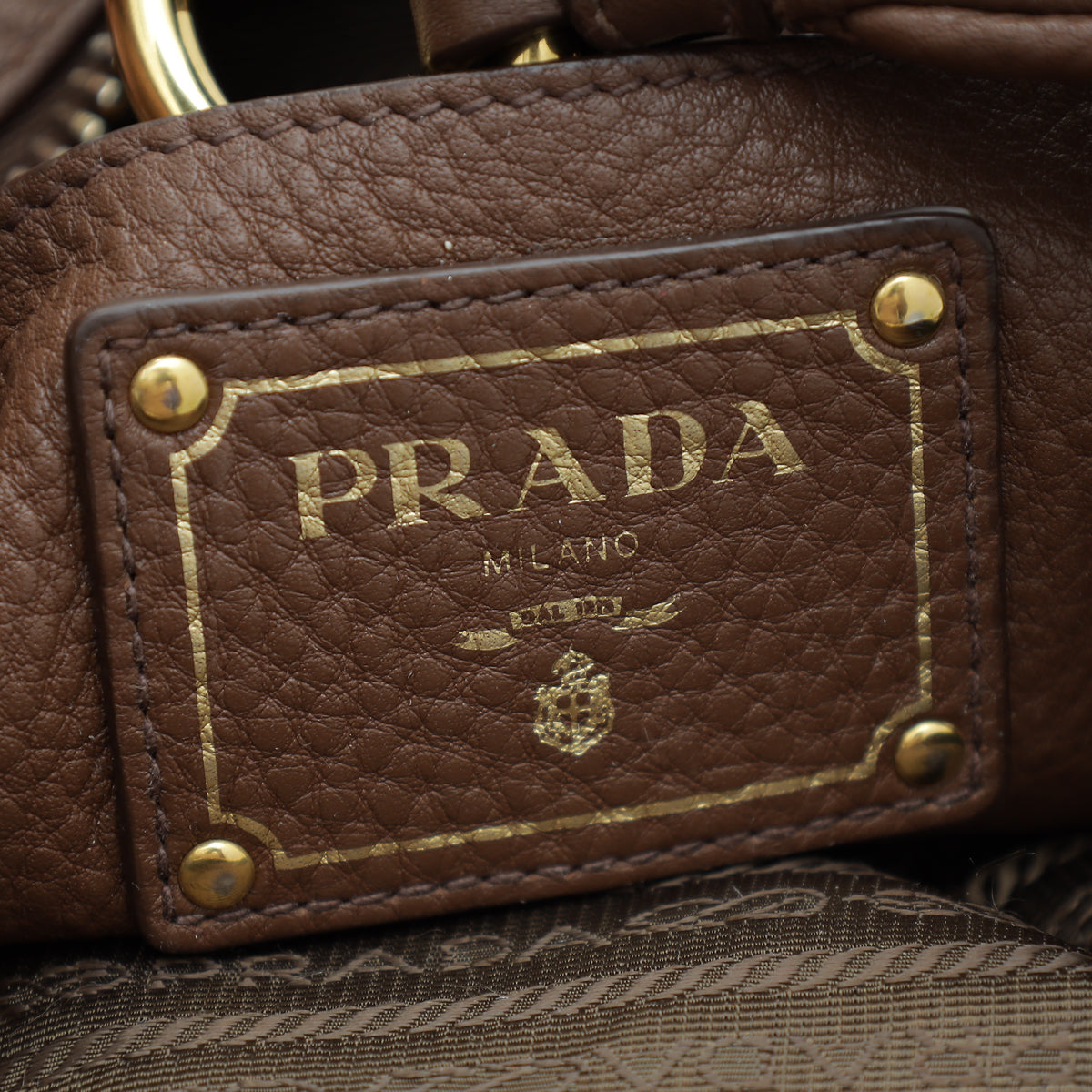 Prada Brown Vitello Daino Hobo Bag