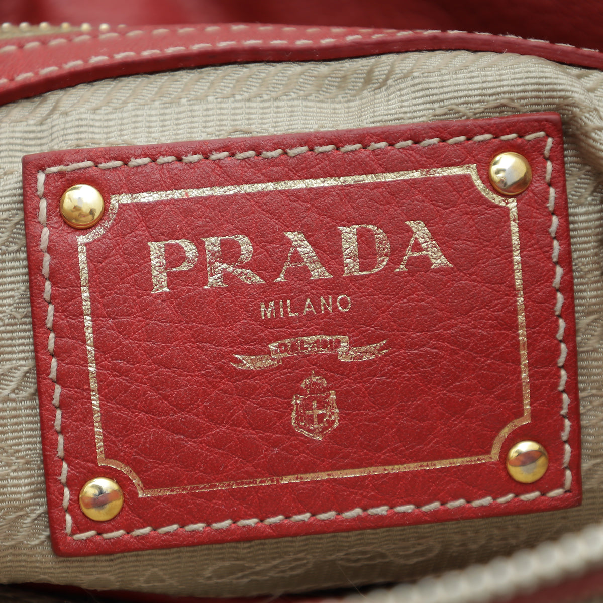 Prada Bicolor Logo Jacquard Bauletto Bag