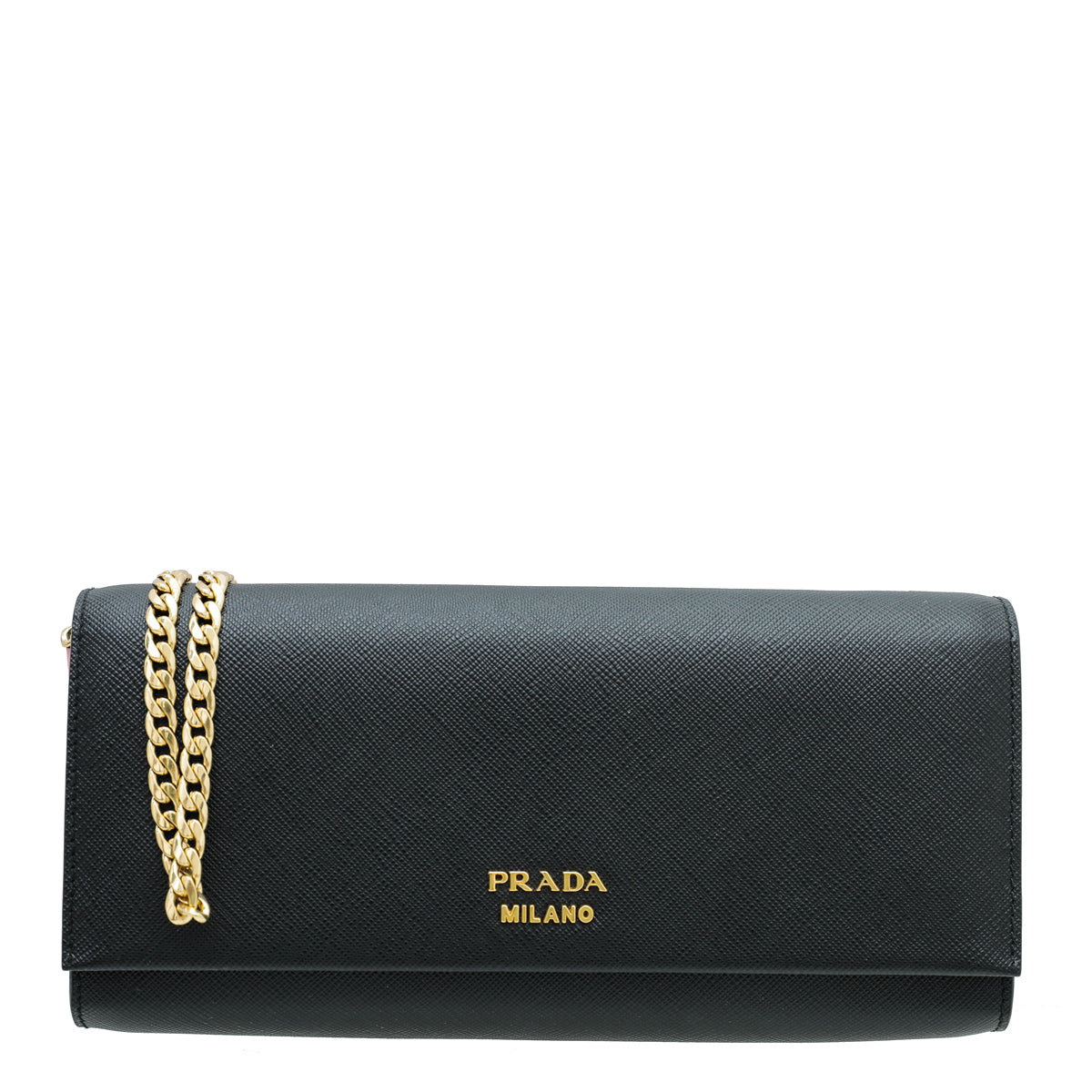 Prada Black City Bibliotheque Chain Clutch