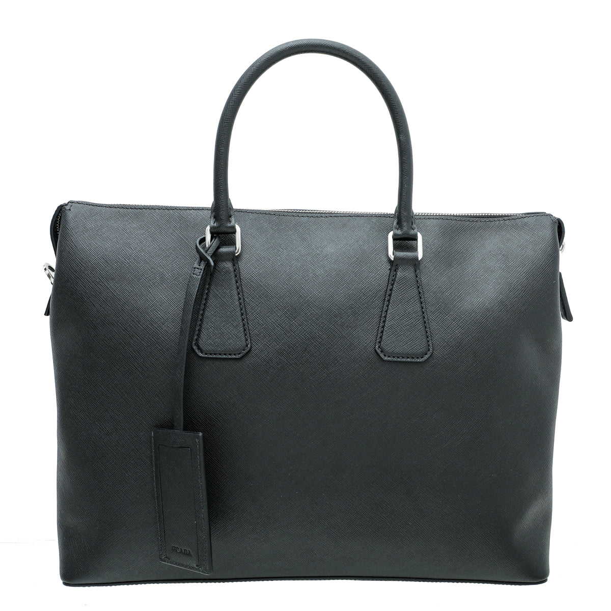 Prada Black Ostrich Briefcase Travel Bag