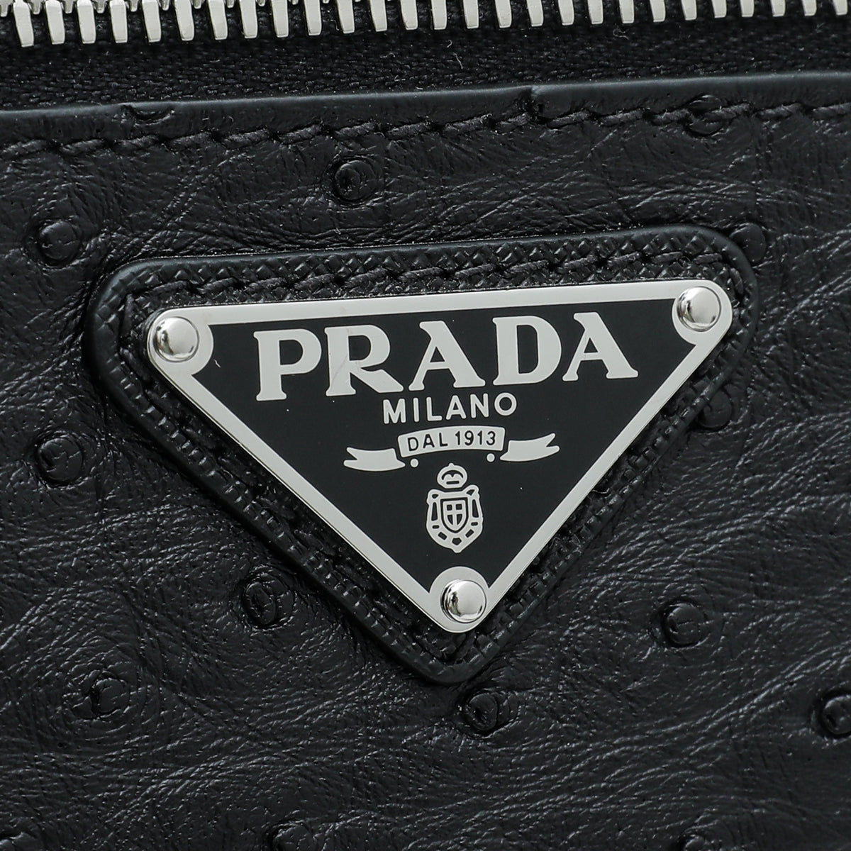 Prada Black Ostrich Briefcase Travel Bag