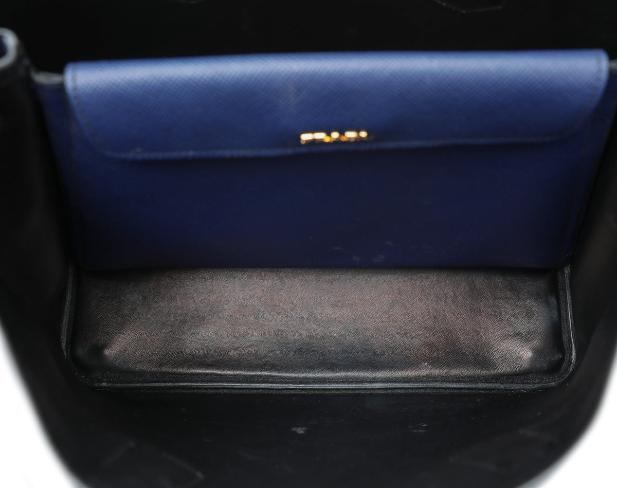 Prada Blue Cuir Double Large Bag