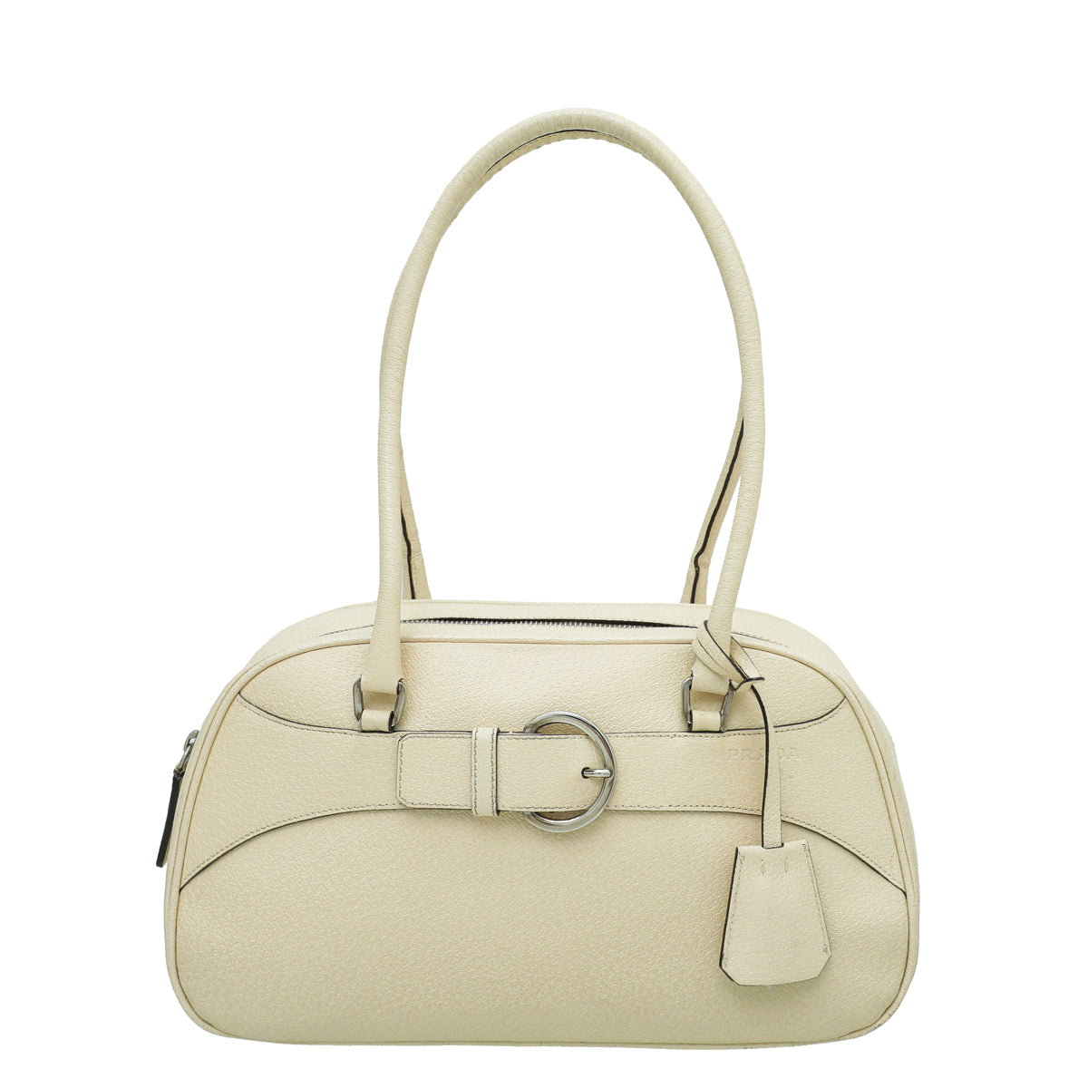 Prada Cream Buckle Shoulder Bag