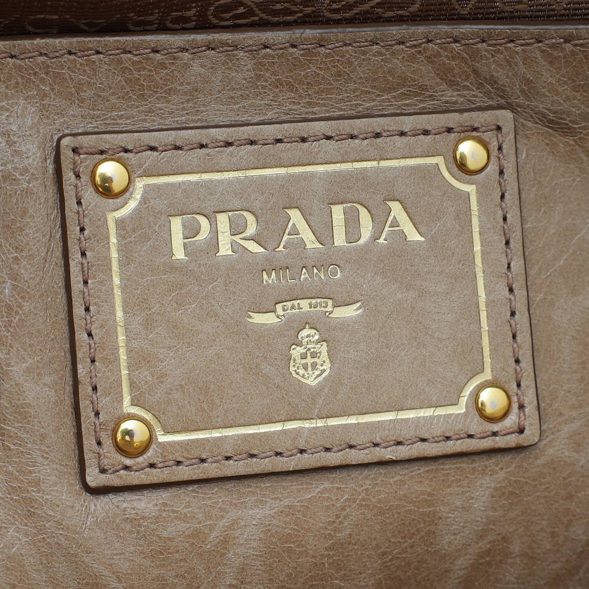 Prada Light Brown Vitello Shine Tote Bag