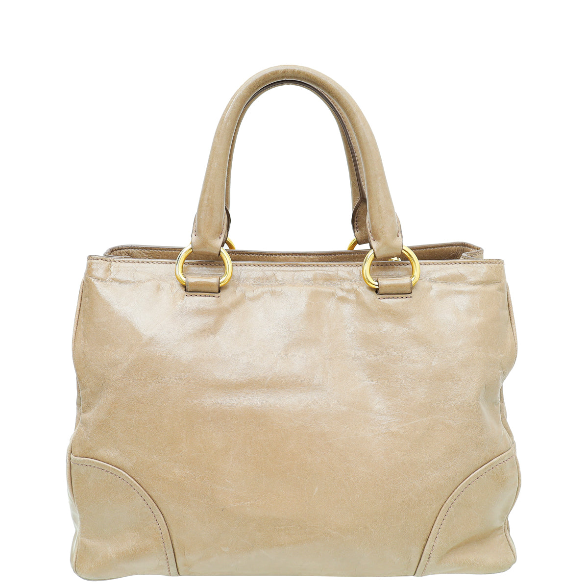 Prada Light Brown Vitello Shine Tote Bag