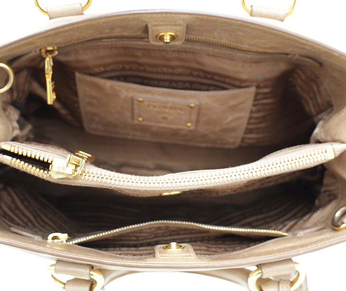 Prada Light Brown Vitello Shine Tote Bag