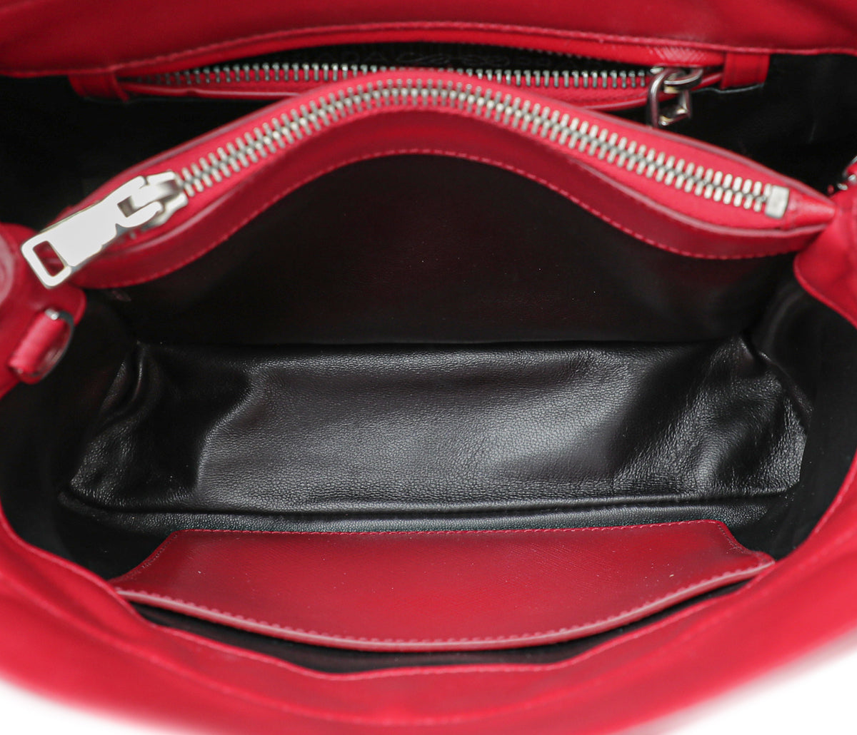 Prada Red Vernis Cuir Twin Small Tote Bag