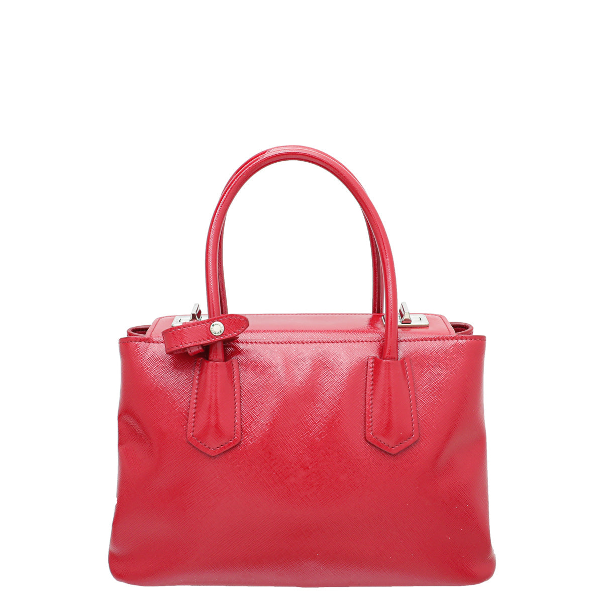 Prada Red Vernis Cuir Twin Small Tote Bag