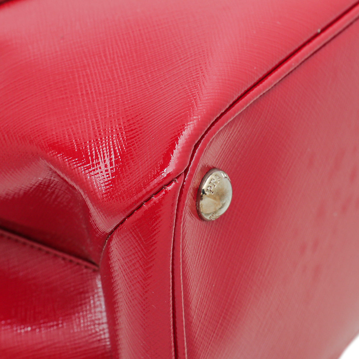 Prada Red Vernis Cuir Twin Small Tote Bag