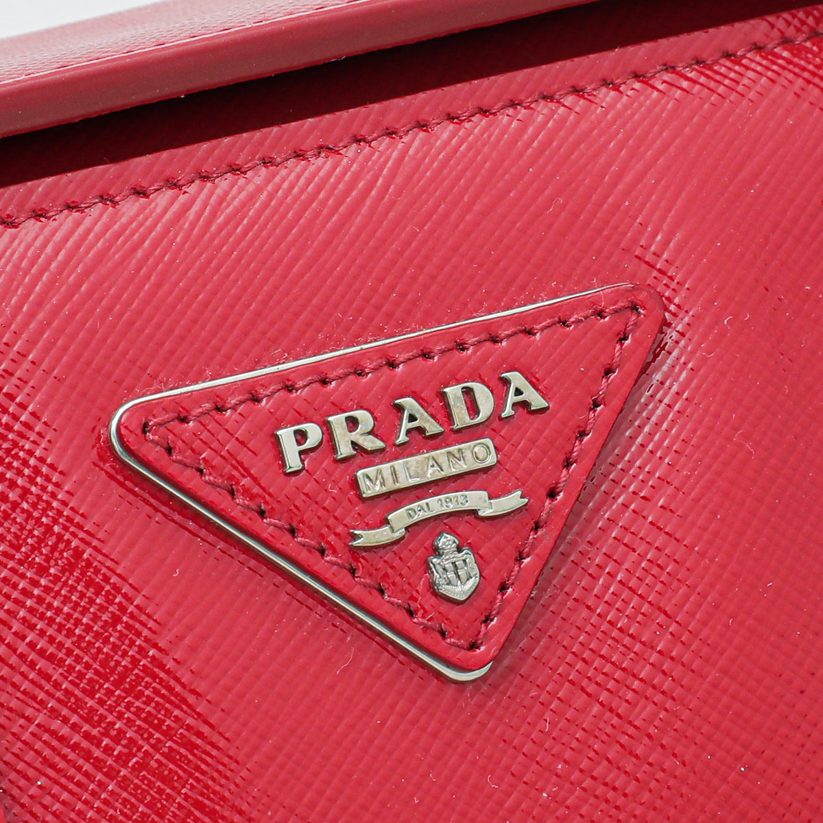 Prada Red Vernis Cuir Twin Small Tote Bag