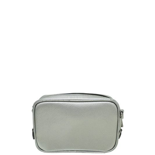 Prada Metallic Silver Mini Camera Crossbody Bag