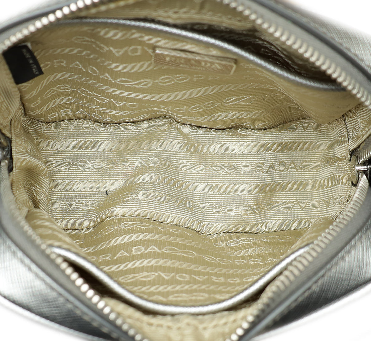 Prada Metallic Silver Mini Camera Crossbody Bag