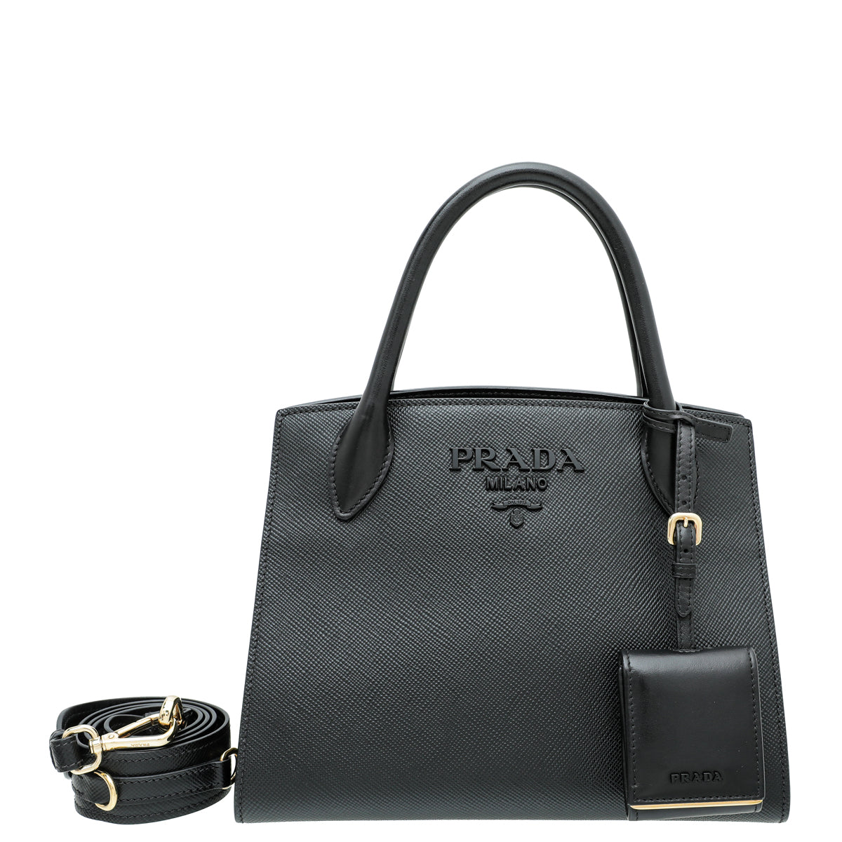 Prada Black Cuir Monochrome Small Tote Bag