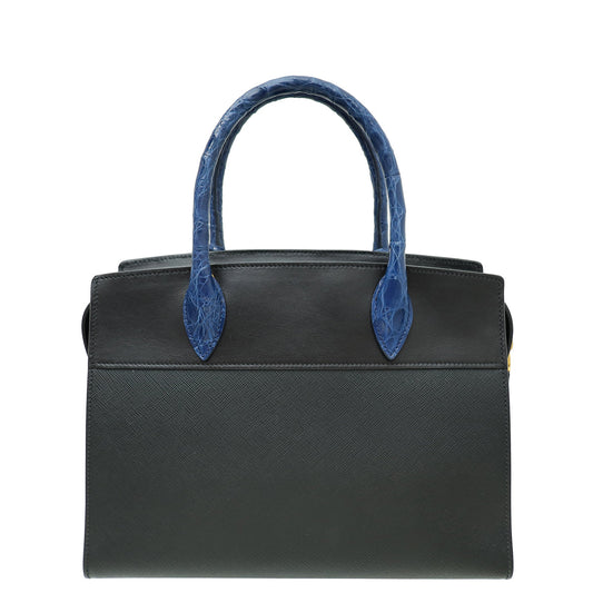 Prada Bicolor Crocodile Touch Esplanade Tote Medium Bag