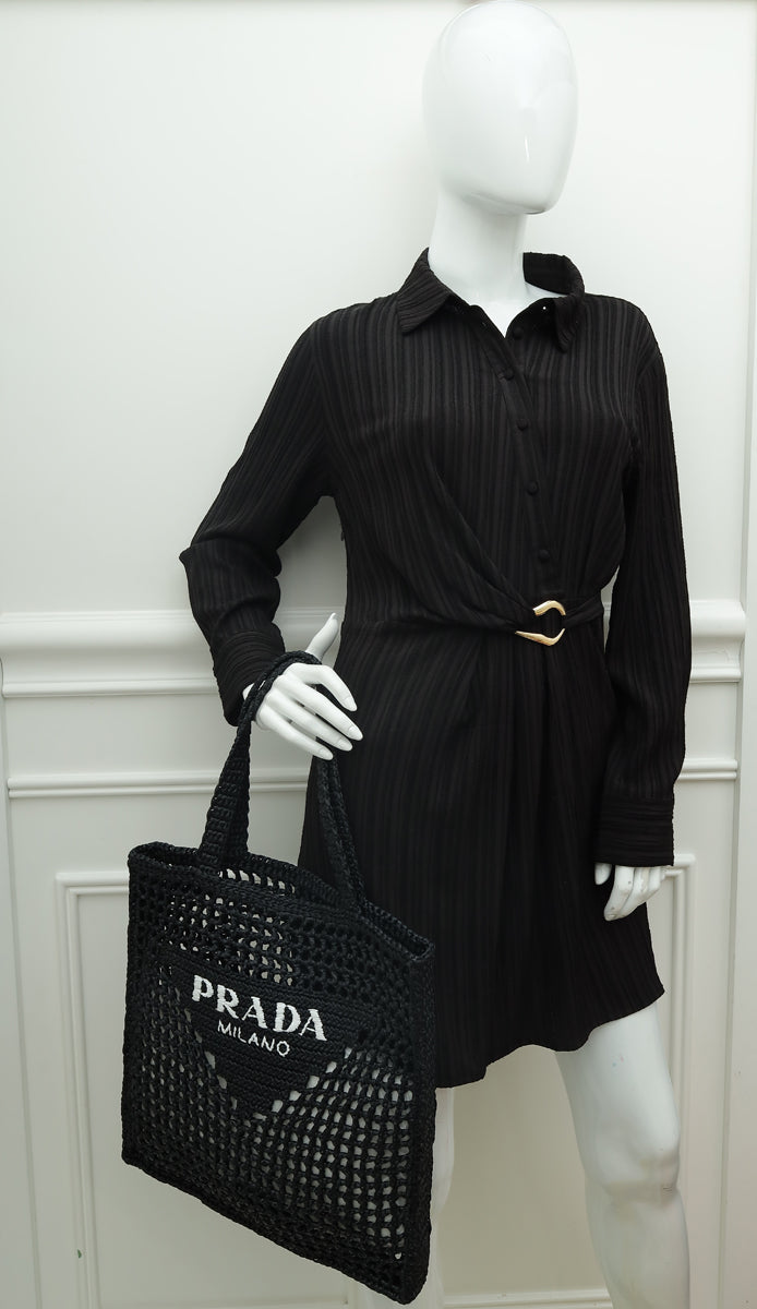 Prada Bicolor Crochet Tote Bag