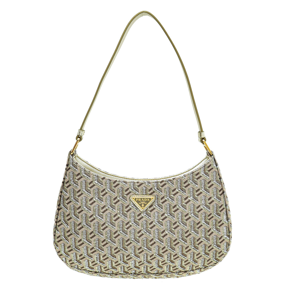 Prada Cleo Metallic Bicolor Fabric Shoulder Bag